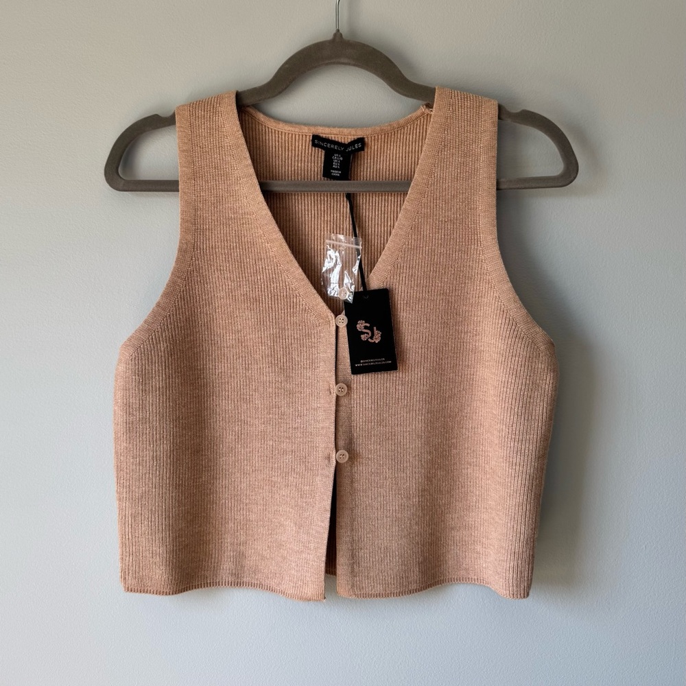 Sincerely Jules Tan Sleeveless Knit Vest